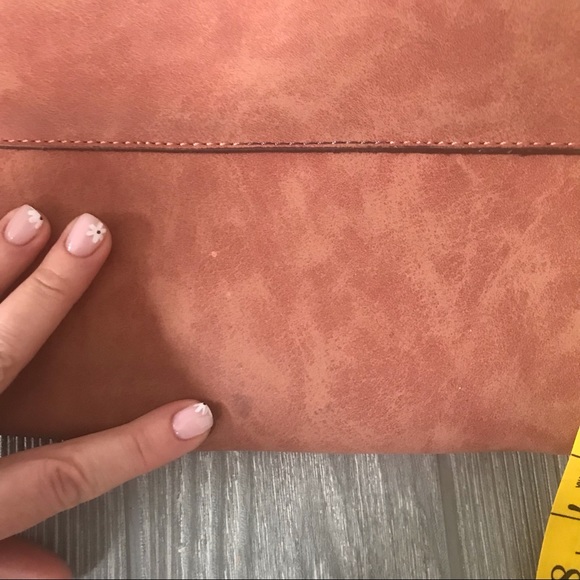 STREET LEVEL Suede Shoulder Bag Fully with Single Snap Closure in Red/Brown - Picture 14 of 14